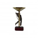 Award-Cup H=330mm mit Figur Golf auf Holzsackel, Gravur...
