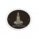 Namensschild Decoramic Oval 190x190mm  braun/weiss, Motiv der Stadt Bremen Kirche / Dom