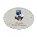 Decoramic Oval Granitgrau, Motiv Globus