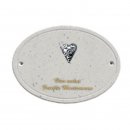 Decoramic Oval Granitgrau, Motiv Herz Kringel silber