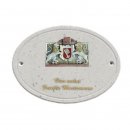 Decoramic Oval Granitgrau, Motiv Wappen Bremen