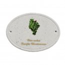 Decoramic Oval Granitgrau, Motiv Weintrauben grn