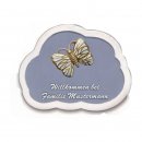 Decoramic Wolkentraum Grau, Motiv Schmetterling wei