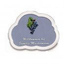 Decoramic Wolkentraum 826 Grau, Motiv Weintrauben blau