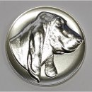 Emblem Basset mit se  50mm, silberfarben in Metall