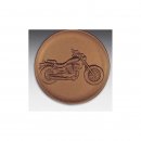 Emblem D=50mm Chopper-Motorrad,  bronzefarben, siber-...