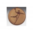 Emblem D=50mm Handball - Frau,   bronzefarben, siber-...