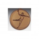 Emblem D=50mm Handball - Mann,   bronzefarben, siber-...