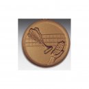 Emblem D=50mm Handfederball bronzefarben in Kunststoff fr Pokale und Medaillen