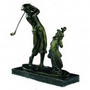 Figur Golfer mit Caddy bronziert 24cm