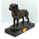 Figur Hund Rotweiler Metall auf Sockel  bronzefarben...