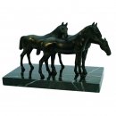 Figur Pferd Dreiergruppe Warmblter  bronziert 14cm