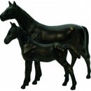 Figur Pferd Stute m. Fohlen  bronziert 18,5cm
