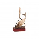 Figur Pokal Trophe Angeln - Fischen auf Mahagoni Lok Holzsockel, incl einer Textgravur