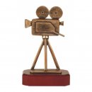 Figur Pokal Trophe Kamera - Cinema H=230mm auf Mahagoni Lok Holzsockel, incl einer Textgravur