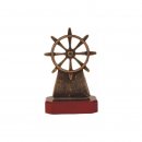 Figur Pokal Trophe Wassersport - Steuerrad auf Mahagoni Lok Holzsockel, incl einer Textgravur