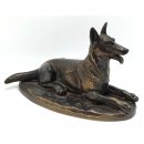 Figur Schferhund liegend auf Metallsockel 8 cm