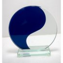 Glasstnder Kreis Yin-Yang blau inkl. Gravur Hhe 17 cm