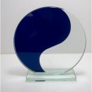 Glasstnder Kreis Yin-Yang blau inkl. Gravur Hhe 20 cm