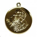Jagd - Medaille Jagdhund mit Fasan mit se  50mm, goldfarben in Metall
