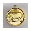 Jagd - Medaille Wildschwein mit se 50mm, goldfarben in...