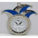 Karnevalsorden Silber Blau H 7,0cm  Inkl. Farbigen Emblem...