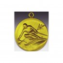 Emblem  Abfahrtslauf  mit se  50mm, goldfarben in Metall