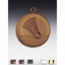 Medaille Badminton / Federball mit se  50mm,  bronzefarben, siber- oder goldfarben