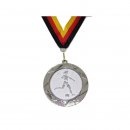 Medaille D=70mm, Fussball (B) inkl. 22mm Band, Bronzefarbig