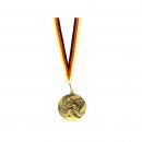 Medaille D=50mm, Fuball Zweier inkl. 10 mm Band, Goldfarbig