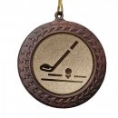 Medaille D=70mm,  Golf - Schlger inkl. 22mm Band, Bronzefarbig