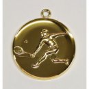 Medaille Tennis Spieler mit se  50mm, goldfarben in Metall