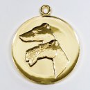 Medaille Terrier mit se  50mm, goldfarben in Metall