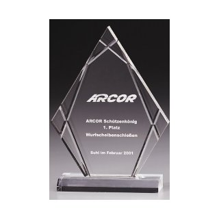 Acryl Trophe Diamond Peak 200mm, Preis ist incl.Text & Logogravur, keine weiteren Kosten