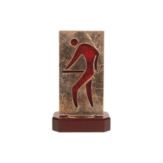 Award Laufen auf Mahagoni Lok Holzsockel, incl einer Textgravur  auf Holzsockel im Mahagunilook