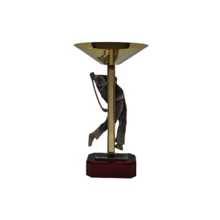 Award-Cup H=340mm mit Figur Golf auf Holzsackel, Gravur im Preis enthalten.