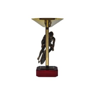Award-Cup H=340mm mit Figur Radsport auf Holzsackel, Gravur im Preis enthalten.