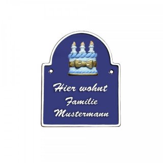 Das Decoramic Namensschild ist in den Farben terrakotta, grn, blau & braun lieferbar