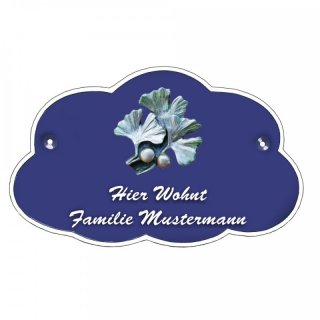 Decoramic Wolkentraum Blau, Motiv Ginkgo silber