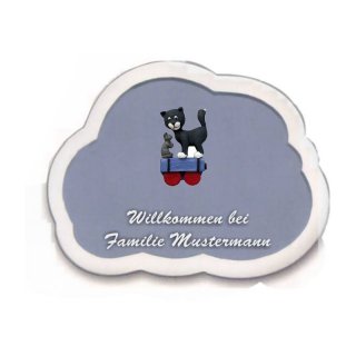 Decoramic Wolkentraum Grau, Motiv Zug Katze Maus