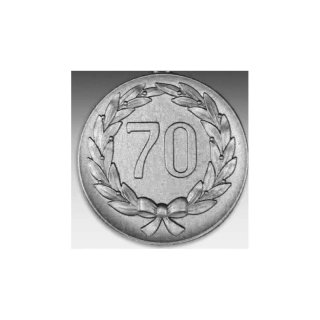 Emblem D=50mm 70 im Kranz, silberfarben in Kunststoff fr Pokale und Medaillen