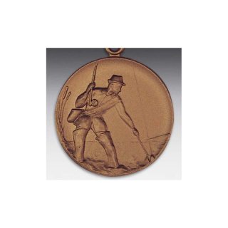 Emblem D=50mm Angler, bronzefarben in Kunststoff fr Pokale und Medaillen