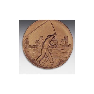Emblem D=50mm Angler neu, bronzefarben in Kunststoff fr Pokale und Medaillen