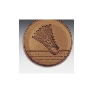 Emblem D=50mm Badminton Federball,  bronzefarben, siber- oder goldfarben