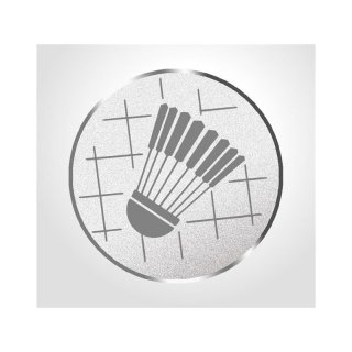 Emblem D=50mm  Badminton silberfarbig