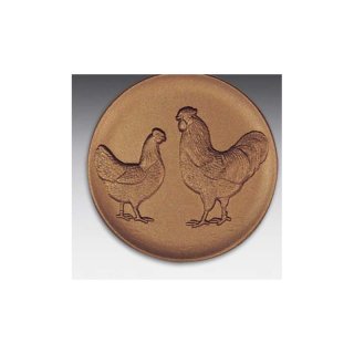 Emblem D=50mm Barnevelder Hhner, bronzefarben in Kunststoff fr Pokale und Medaillen