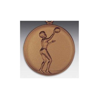 Emblem D=50mm Basketball - Frau, bronzefarben in Kunststoff fr Pokale und Medaillen