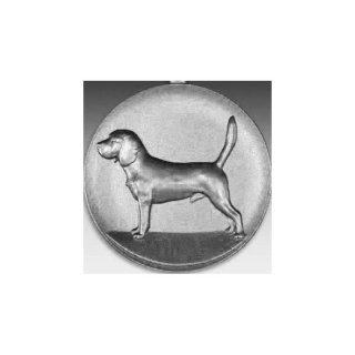 Emblem D=50mm Beagle, silberfarben in Kunststoff fr Pokale und Medaillen