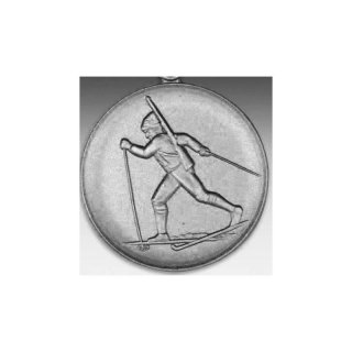 Emblem D=50mm Biathlon, silberfarben in Kunststoff fr Pokale und Medaillen