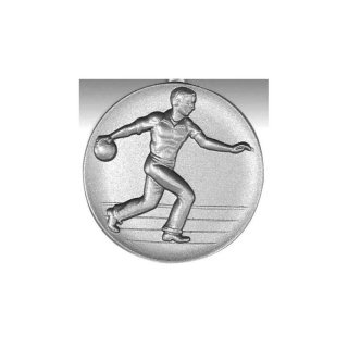 Emblem D=50mm Bowling Mann, silberfarben in Kunststoff fr Pokale und Medaillen